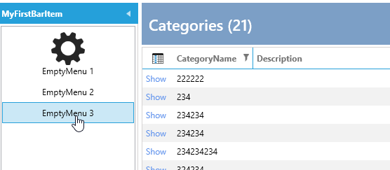 OutlookBar List Example